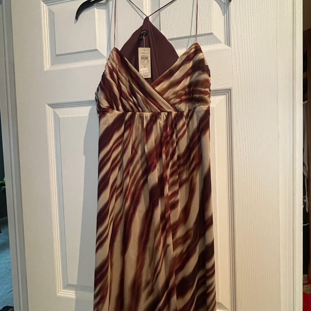 Ann Taylor Burgundy and Cream strappy Dress